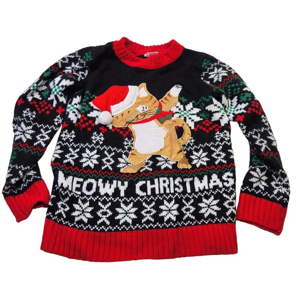 Holiday Time Other - Holiday Time Kids Dabbing Dancing Cat Kitty Holiday Christmas Sweater Size XS